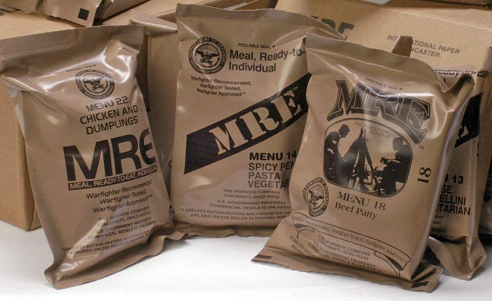 try MRE meal just add water and they are ready to eat