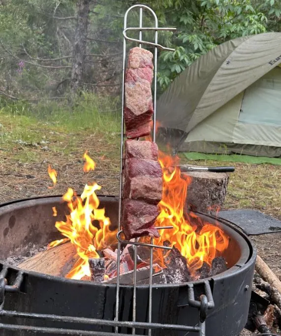 cooking food directly on campfire 